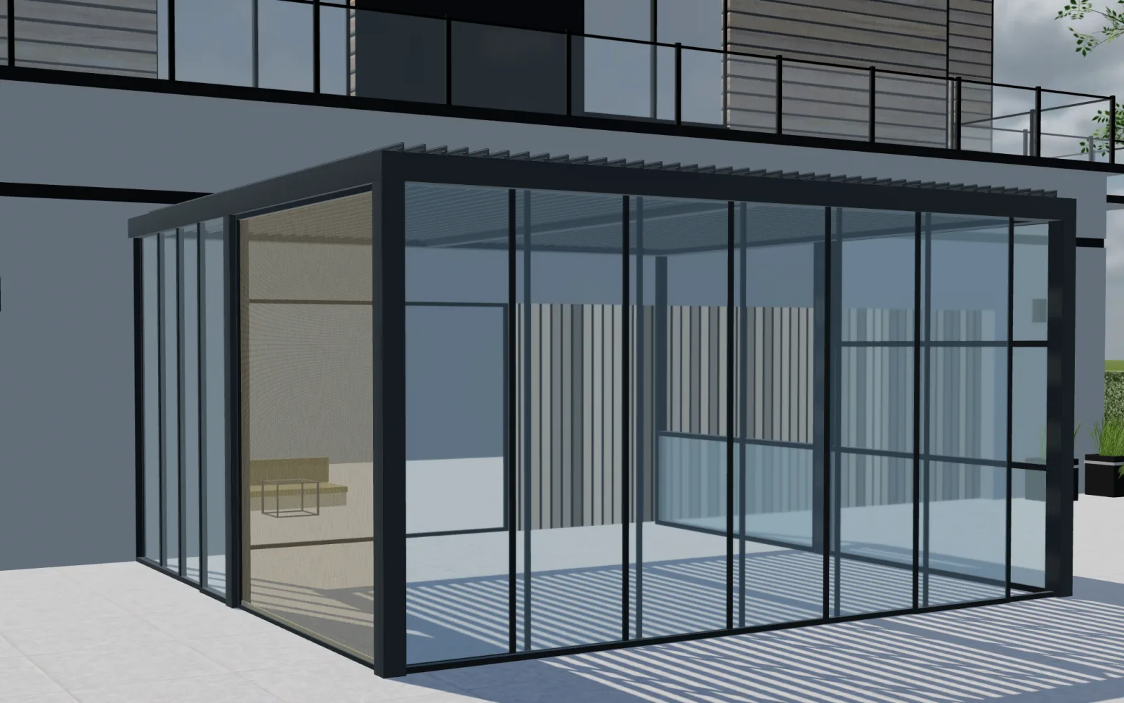 3D-Ansicht eines konfigurierbaren Produkts (Pergola) zu Europa: Pergola-Konfiguratoren, individuelle Software und Einführung.